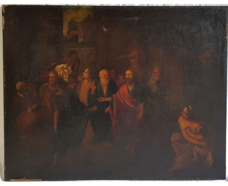 Old master interest oil on canvas&nbsp; religious study&nbsp;76cm x 97cm. (A/F)