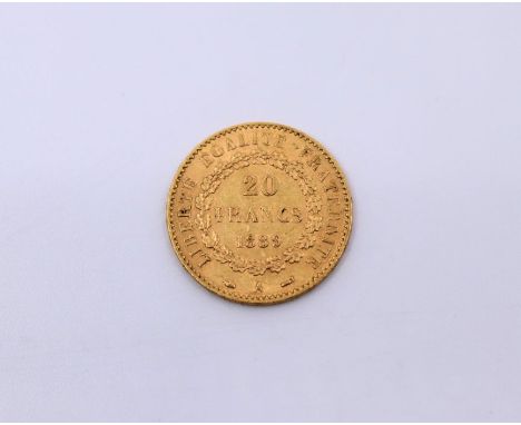 A French 1889, 20 Franc gold coin