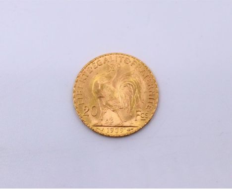 A French 1909, 20 Franc gold coin