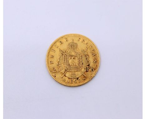 A French 1863, 20 Franc gold coin