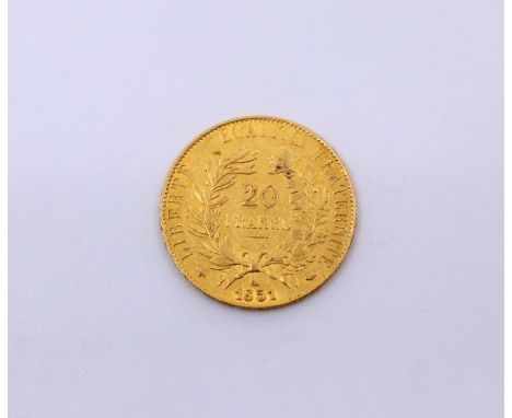 A French 1851, 20 Franc gold coin