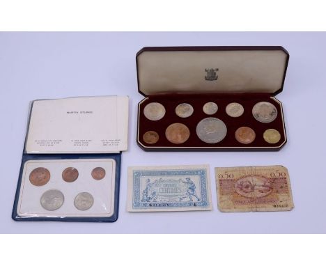 A specimen coin set and bank notes&nbsp;