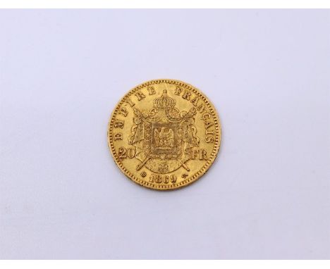 A French 1869, 20 Franc gold coin