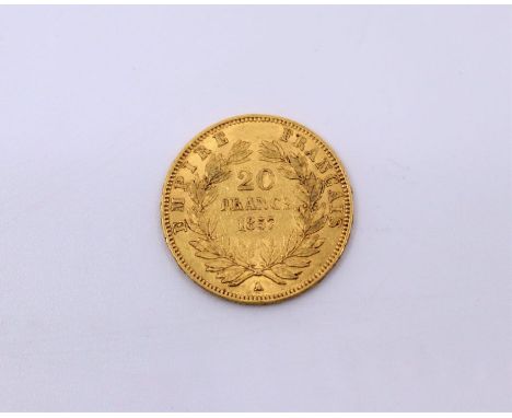 A French 1857, 20 Franc gold coin