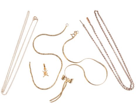 A COLLECTION OF CHAIN NECKLACESin 9ct gold, including a belcher link chain; together with matching Cuban link chain necklace 