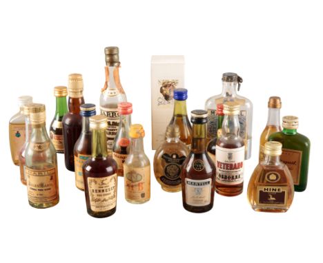 HENNESSY FINE COGNACan old miniature bottle; and a collection of old cognac and brandy miniatures (20)