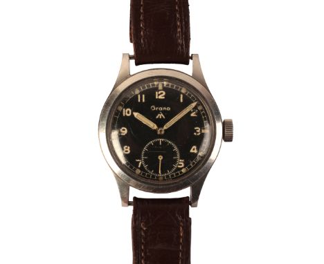 GRANA MILITARY "DIRTY DOZEN": A GENTLEMAN'S WRISTWATCHwith manual wind movement, the black dial with luminous Arabic numbers 