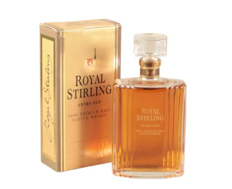 ROYAL STIRLING EXTRA OLD SCOTCH WHISKYcontained in 75cl crystal decanter, limited edition No. 135150, boxed with label