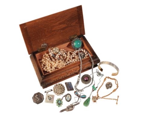 A COLLECTION OF COSTUME JEWELLERYincluding a Louis Vuitton cuff bangle; together with a collection of 11 brooches; a pair of 