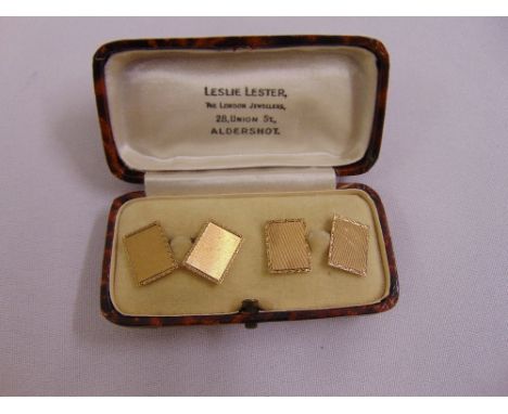 A pair of 9ct gold engine turned cufflinks, approx 5.6g