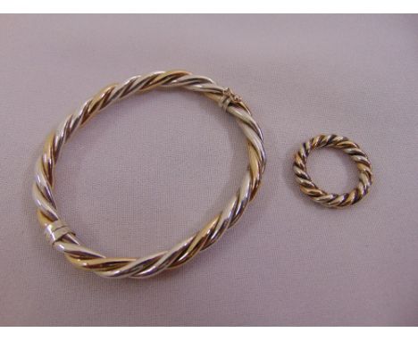 14ct gold and white metal bangle and matching ring