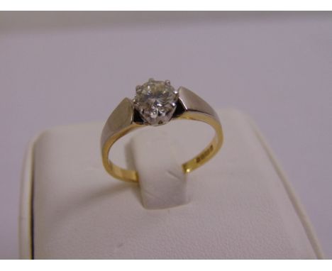 18ct yellow and white gold diamond solitaire ring, approx total weight 3.3g