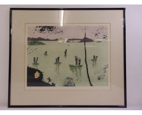 Patrick Proctor framed and glazed limited edition lithograph titled Lake Tai-Hu Wuish from the China series, 38/75, signed bo