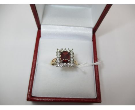 18ct Gold Garnet and Diamond Ring