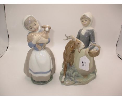 Lladro Girl with Goat and a Nao Figure