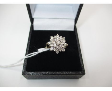 9ct Gold Diamond Cluster Ring, approx total diamond weight 1 carat