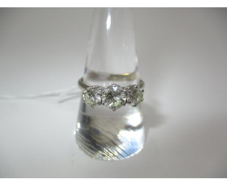 18ct Gold 3 Stone Diamond Ring, 3.86g, Size O, central diamond approx 5mm, 2 others approx 4mm