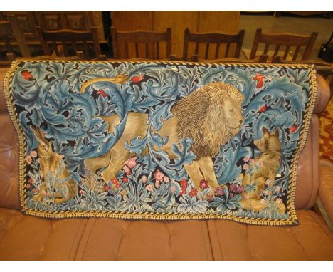 Signare Tapestry of a Lion, Hare and a Fox, 82x139cm