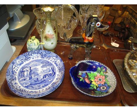 Venetian Glass Dog, Maling and Spode Dishes etc