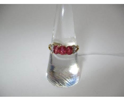 585 Gold Red and White Stone Ring, 2.11g, Size O