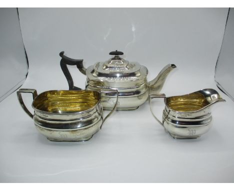 Georgian Design Silver 3 Piece Tea Service, London 1906/07, 1104g total