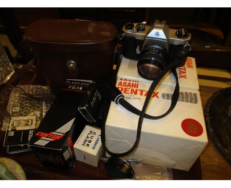 Pentax Asahi Spotmatic F Camera with Lenses etc, along with Ozek 10x50 Binoculars