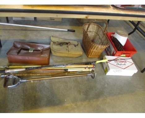 Shooting Stick, Fishing Rods, Bag of Tackle, Basket, Scent Bottles etc
