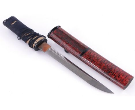 A Second World War Japanese Wakazashi short sword,
blade length 8", with scabbard, 13" overall, with provenance.