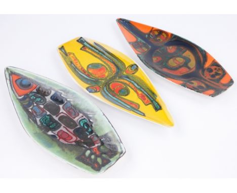 3 Poole Pottery Aegean pottery dishes,
length 16.75", (3).