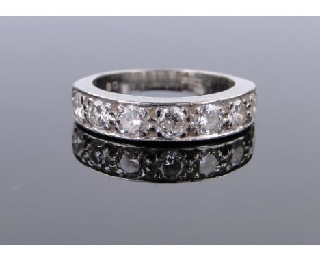 18ct white gold 7 stone diamond half eternity ring,
over 1ct total, band width 5mm, size K.