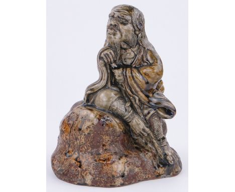 A Japanese 19th century Meiji period glazed ceramic bizen sculpture,
height 11.5".