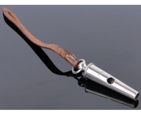 A W Dowler & Sons, 1898 plated military whistle,
engraved with Broad Arrow 50, 2.5".