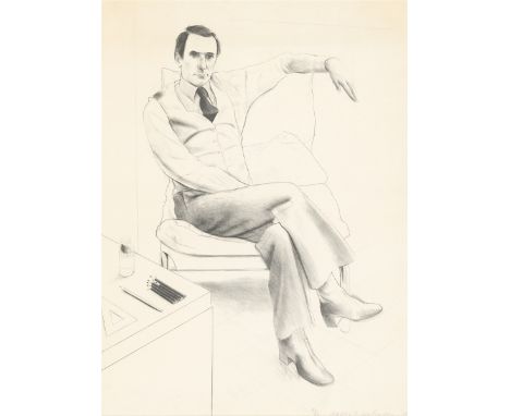 David Hockney (Bradford 1937 – lebt in Beuvron-en-Auge, Normandie). „Nicholas Wilder“. 1976Lithografie auf BFK Rives-Velin.  