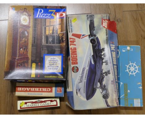 3D jigsaw puzzle, Grandfather Clock, Airfix model kit, vintage games