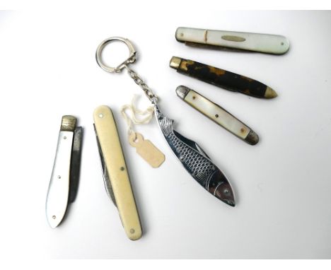 Miniature penknives including mother of pearl and bone handled -&nbsp;This bladed lot is not for sale to people under the age