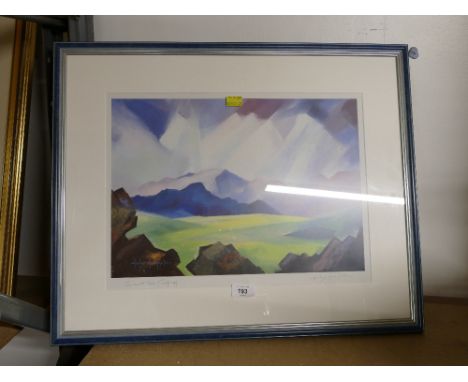 Shirley Shackleton signed print, Sunburst over Castle Rigg