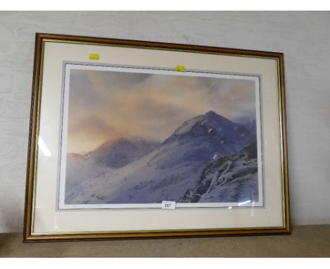 Signed print of Crib Goch with indistinct signature, 74 cm x 56 cm