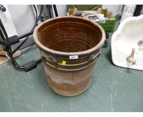 Glazed terracotta planter or crock 