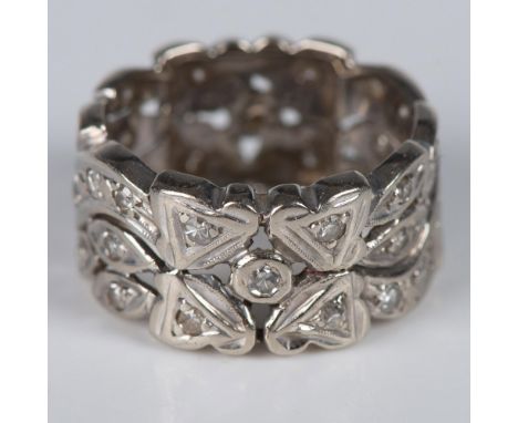 This gorgeous eternity ring has 34 round brilliant diamonds weighting 1ct set in a wide band. The band is approximately 10mm 