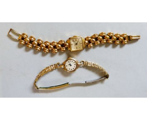A Tudor 9ct gold ladies manual wind wristwatch, and a Buchere 1950's gold plated wristwatch (2)