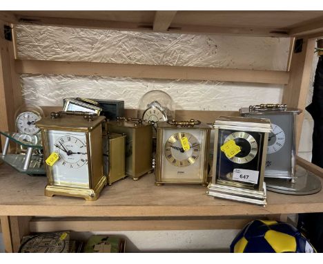 Quantity of modern carriage clocks and anniversary clock