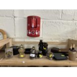 Mixed Lot: Various travel clocks, binoculars, table lighters and other items