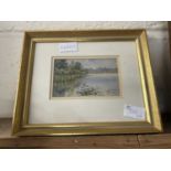 William Edward Mayes, study of a river scene, watercolour, framed and glazed