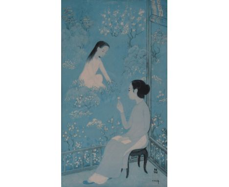 MAI TRUNG THU 梅忠恕 (VIETNAM AND FRANCE, 1906-1980) ‘Le Printemps’, 1979Print on silk laid on board, 43.8 x 25cmMAI THU’ and da