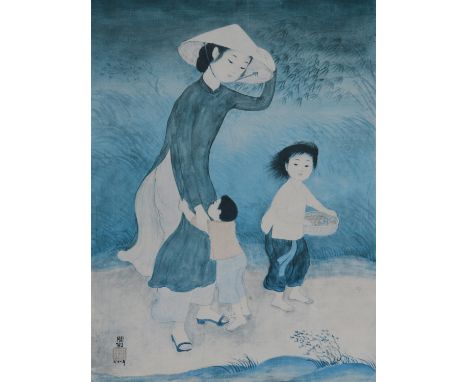 AFTER MAI THU  ‘Le coup de vent’ (The gale), 1979  Print on silk laid on board Bearing the signature and a seal of artist Fra