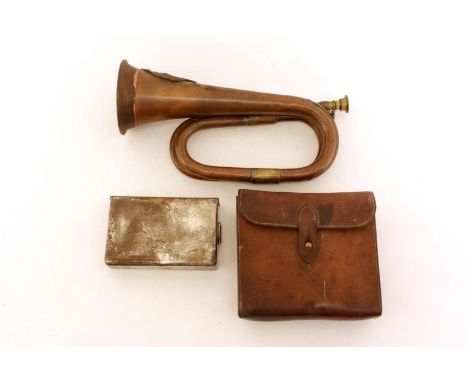 Militaria:- a copper regimental bugle of the Argyll & Sutherland Highlanders, with brass mouthpiece and applied to top with r