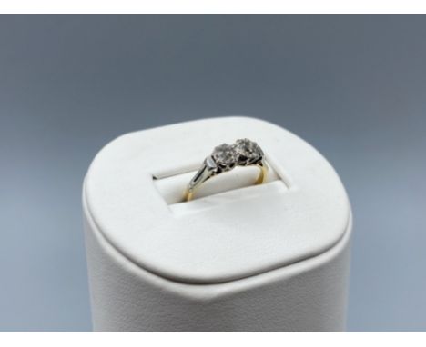 Antique Edwardian “Toi et Moi” Old Cut Diamonds (1/2ct Total) Lovers Ring in 18ct Gold &amp; Platinum Size K weighing 2.1 gra