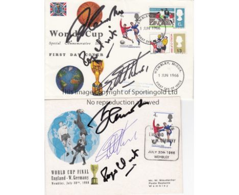 WORLD CUP 1966   Two first day covers from 1966, one issued 1/6/66 with Wembley franking , first day of issue and signed by H