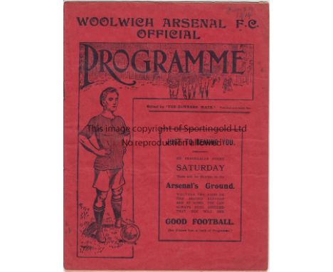 WOOLWICH ARSENAL       Home programme for their first season at Highbury, 1913/14 v. Barnsley 24/1/1914 in Division 2, being 