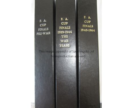 PROGRAMME BINDERS      Three black DJ Bookbinder style programme binders with gold inscription on the spine "FA Cup Finals Pr